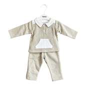 Babidu Baby Boy Beige Polo Top and Trouser Set